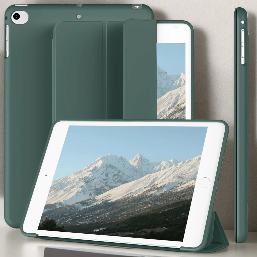 For iPad Mini 5 2019/ Mini 4 3 2 1 7.9 inch, Soft Silicone Shell Trifold Stand Folio Smart Case for iPad Mini 5 4 3 2 1