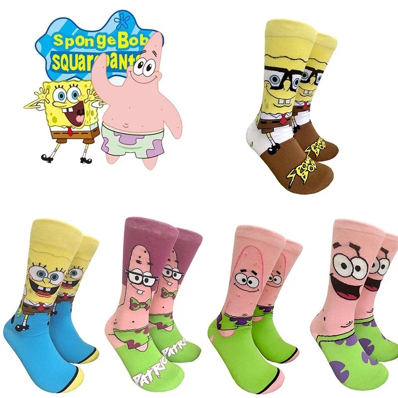 New Cartoon SpongeBob Patrick Star Socks Personality Men Women Cosplay Socks Adult Hip Hop Socks Street Skateboard Cotton Gift