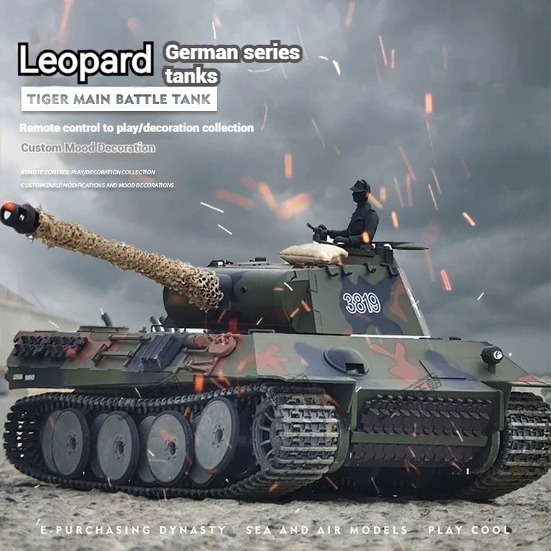 

Henglong3819 German Leopard Style Remote Control Tank Toy Metal Material Bb Bullet Launching Large Military Vehicle Model Toy