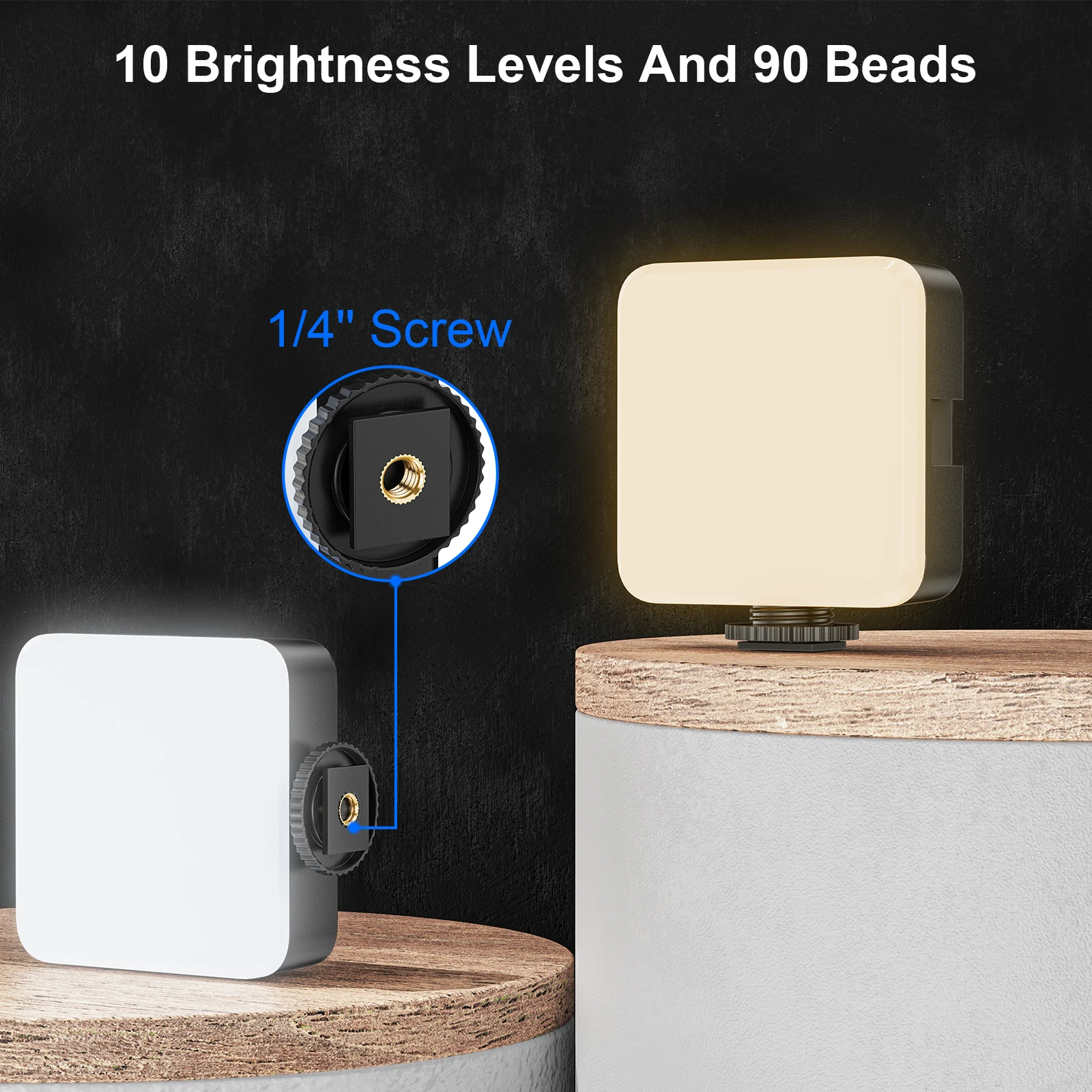 WEYLLAN مصباح ليد للكاميرا وحامل ثلاثي القوائم صغير محمول لصور السيلفي وإضاءة فيديو قابلة لإعادة الشحن حذاء بارد قابل للتعديل 3 أوضاع إضاءة