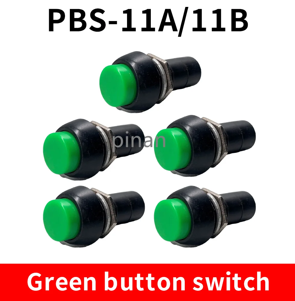 PBS-11A PBS-11B  12mm self-locking Plastic Push Button Switch Latching Switchs 3A 250V AC 2PIN 6Color