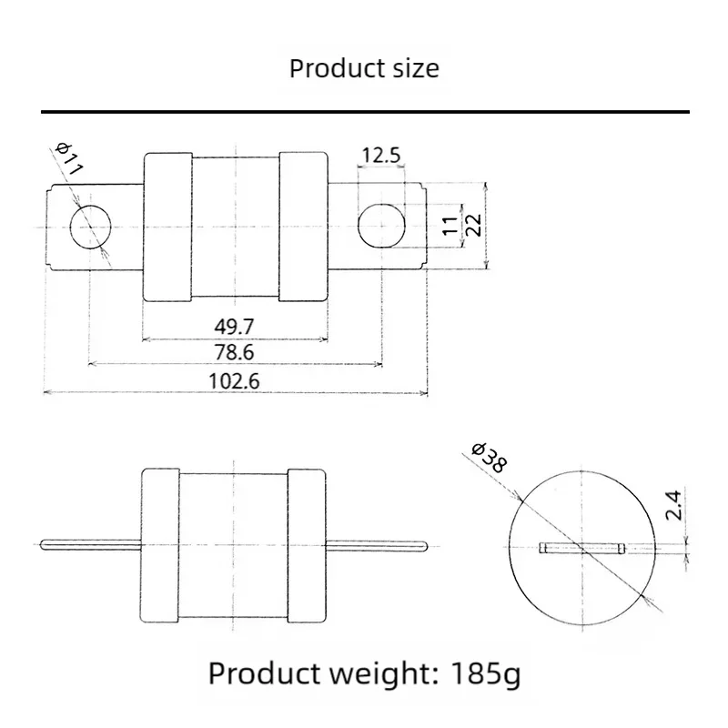 1PCS High Voltage Automobile Auto Care Fuse PEC 350A  DC450V