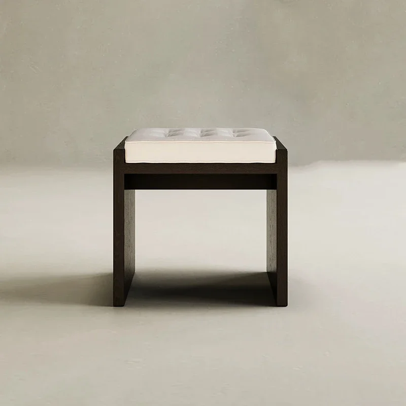 Taburete cuadrado  cuero, taburete  mara maciza para cambiar zapatos, taburete creativo, silla  ocio para sala  estar,