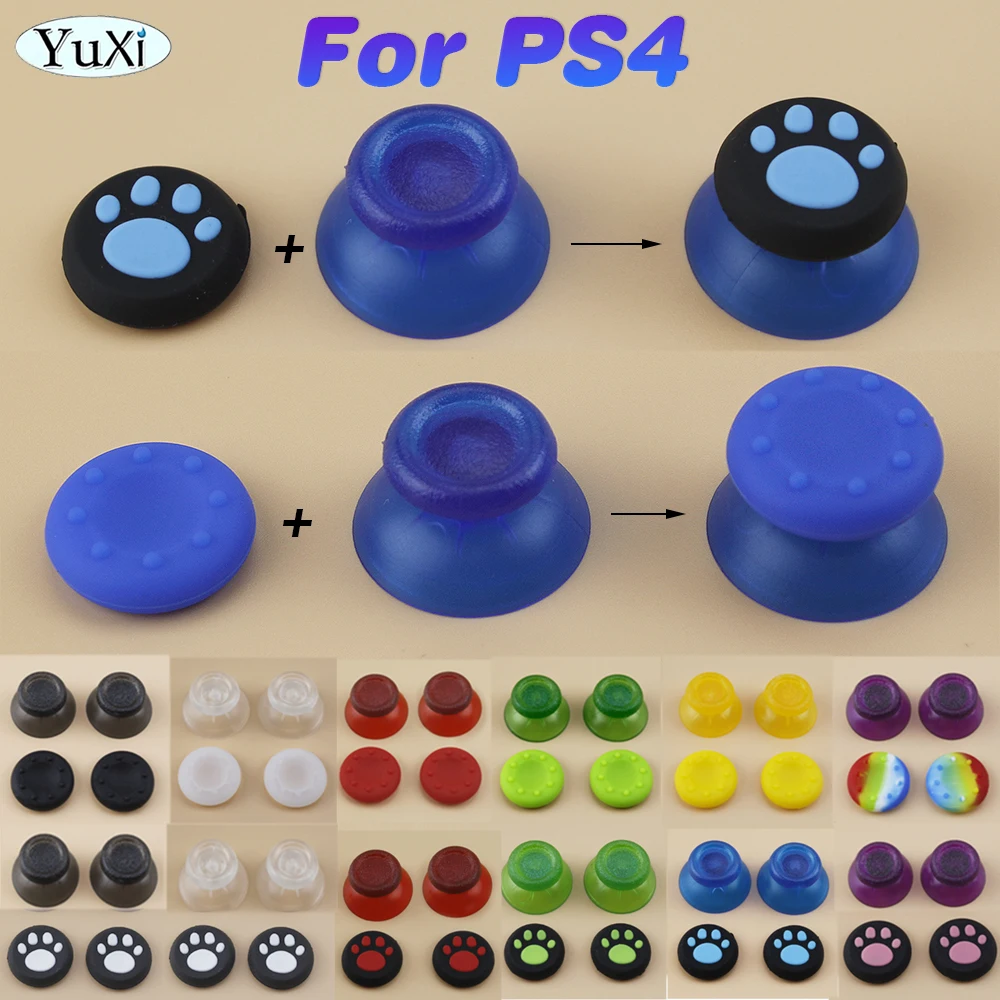 

2Pcs For PS4 Silicone ThumbStick Grip Cap Cover Non-slip Caps For PlayStation 4 3D Analog Joystick Button Key Gamepad Repair Kit