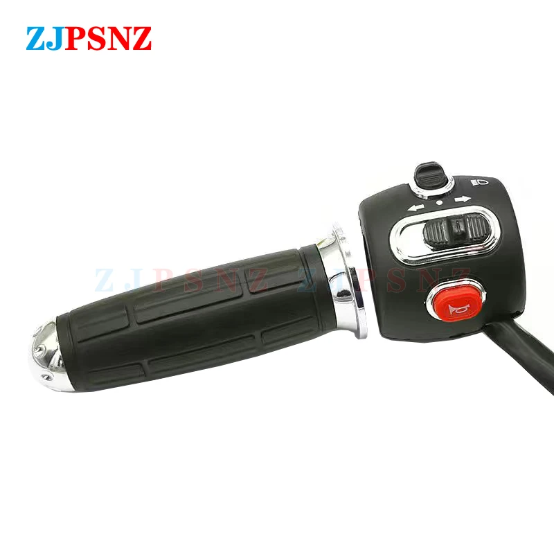 Motorcycle Scooter ebike Throttle Handle Speed Shift Regulator Control Grip Horn High Beams Low Beams Turn Signal Brake Switch