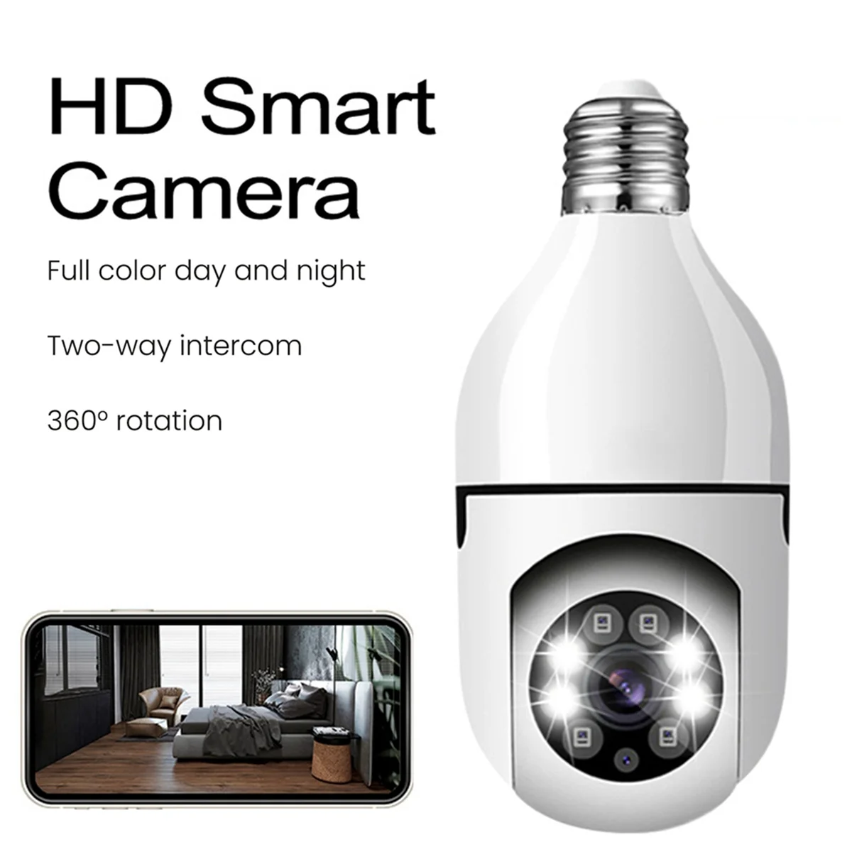 3X 5G Wifi Bulb Night Vision Camera Surveillance Full Color Automatic Human Tracking Video Security Monitor Cam