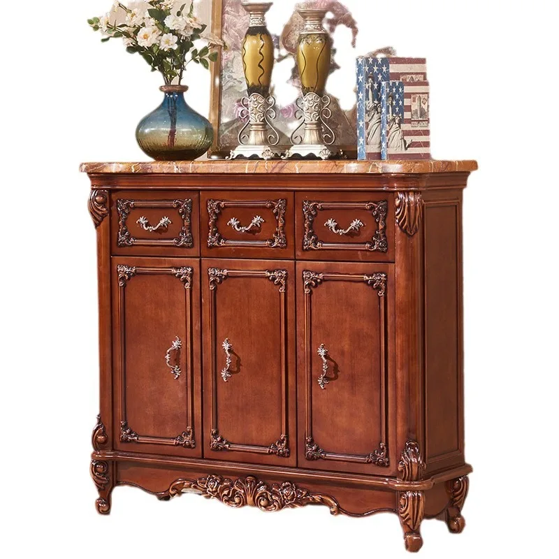 

European solid wood shoe cabinet American marble surface 1m and 1.2m storage cabinet
