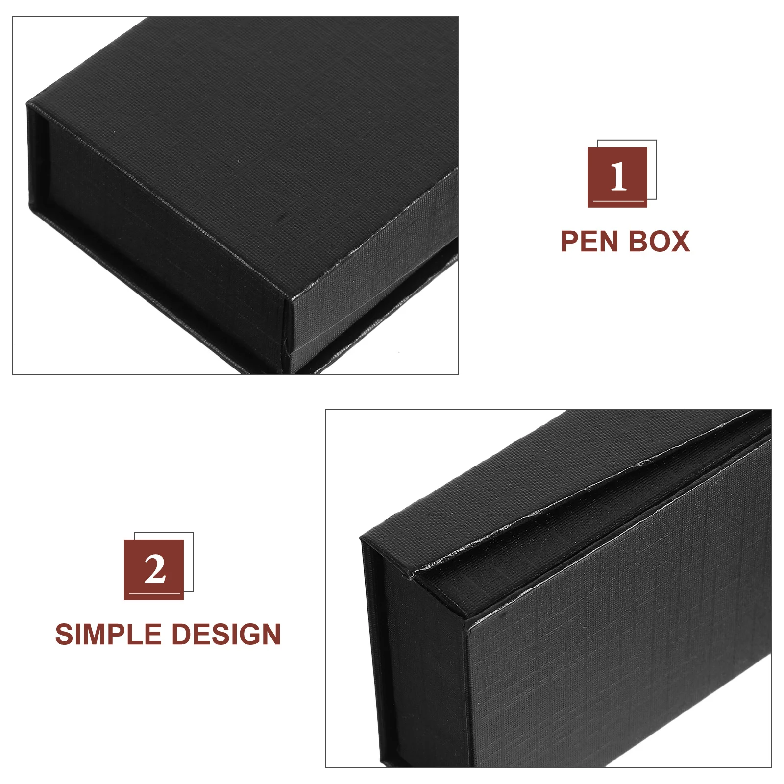 6 قطع من حامل القلم الرصاص، صندوق هدايا، حاوية محمولة أنيقة لأدوات الكتابة، ملحقات قرطاسية المكتب المنزلي باللون الأسود #5