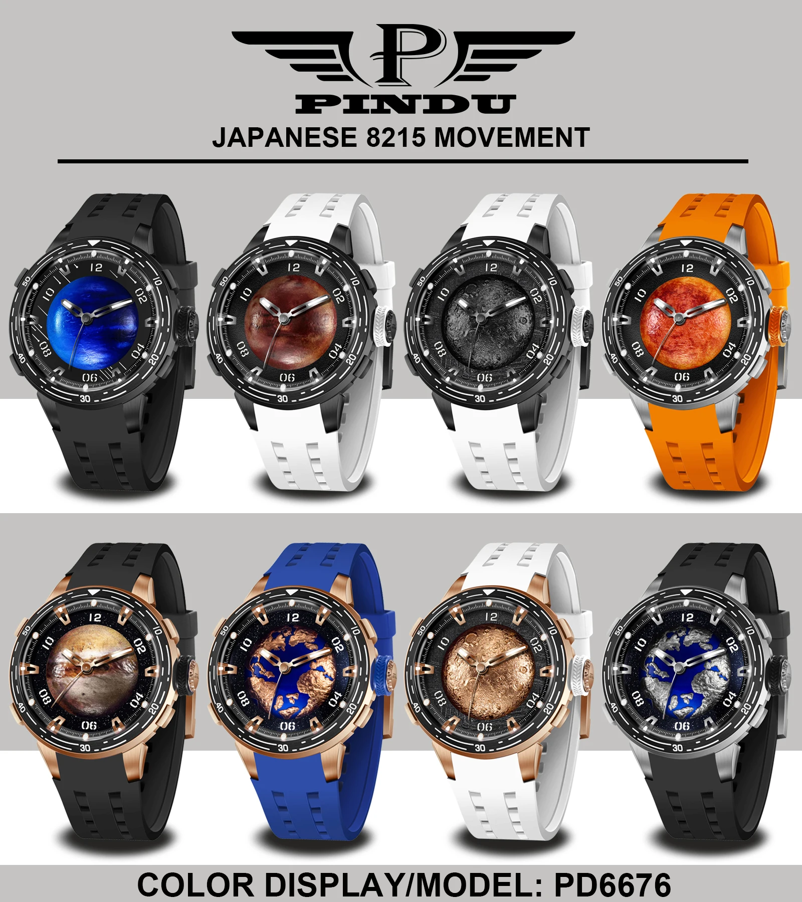 2026 PIDNU Markendesign Neue Star-Serie Mechanische Uhr Herren Japan 8215 Uhrwerk Herrenuhr Wasserdichte Automatische Luxusuhr – Detail 1
