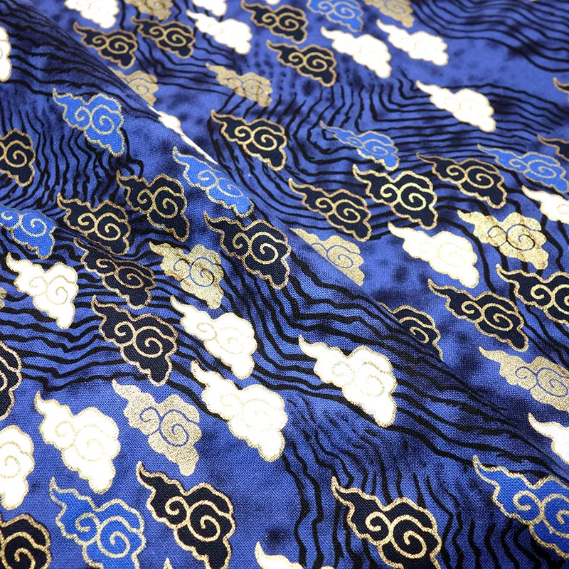 50cm*145cm Navy Cotton Fabric By Half Meter Japanese Sewing Fabric For DIY Kimono Handicraft Materials For Children