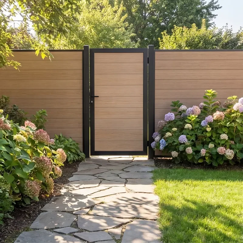 Aluminum Alloy 6 Feet WPC Garden Fence Panels Eco-Friendly Privacy Home Security Houses Construction Site