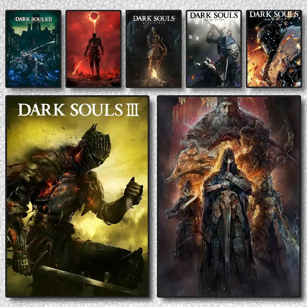 Classic Game Dark S-Souls 2 3 Poster  Self-adhesive Art Waterproof  Sticker Coffee House Dorm Room Wall Decor