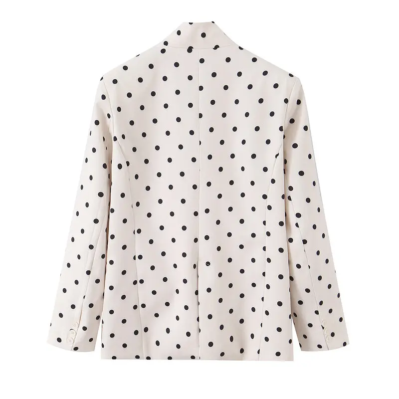 Casual Polka Dot Stand Collar Wide Fit Suit Jacket for Women Autumn 2026 Fashion Trend Loose Style Long Sleeve Button Closure
