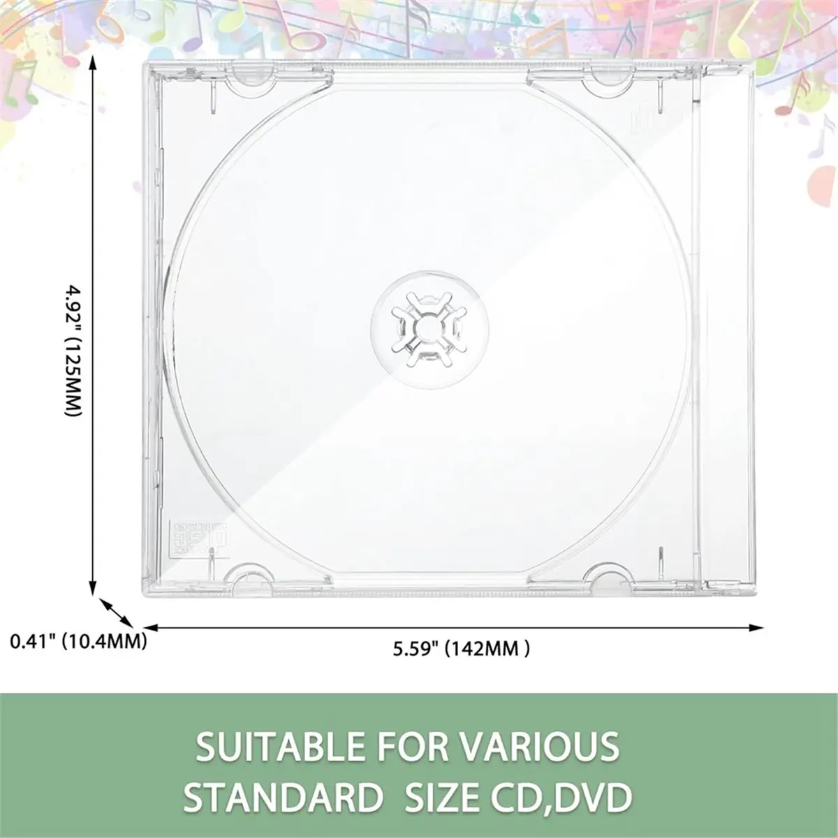 25Pcs 10.4 mm CD Jewel Cases Standard Single Clear CD Case DVD Cover Protection Replacement