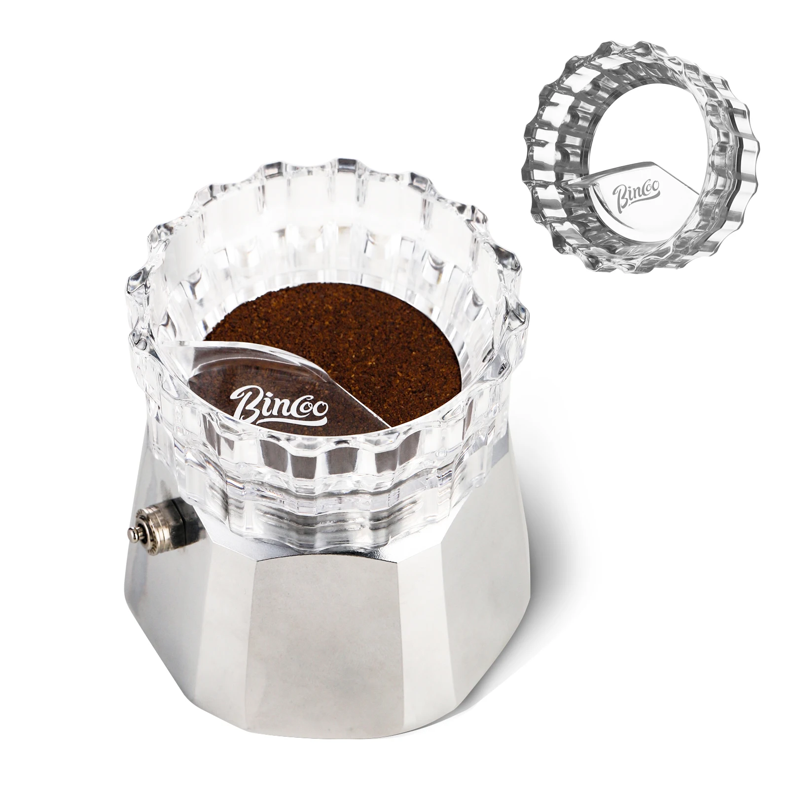 Bincoo Coffee Distributor for Moka Pot, Crown Gear Coffee Leveler Tamper,  Espresso Tool for Portafilter, Barista Accessories