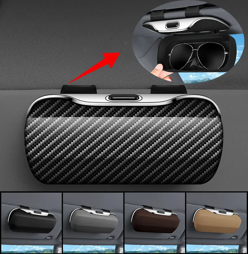 Car Sunglasses Holder Clip On Sun Visor Glasses Case Anti Scratch Soft Lined ABS Box Fit All Vehicles