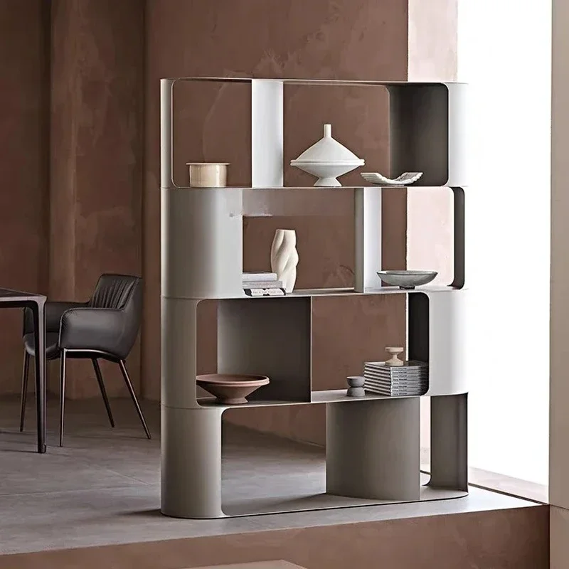 

Display Cabinet Light Luxury Metal Shelf Stainless Steel Bookshelf Modern Bookcase Floor