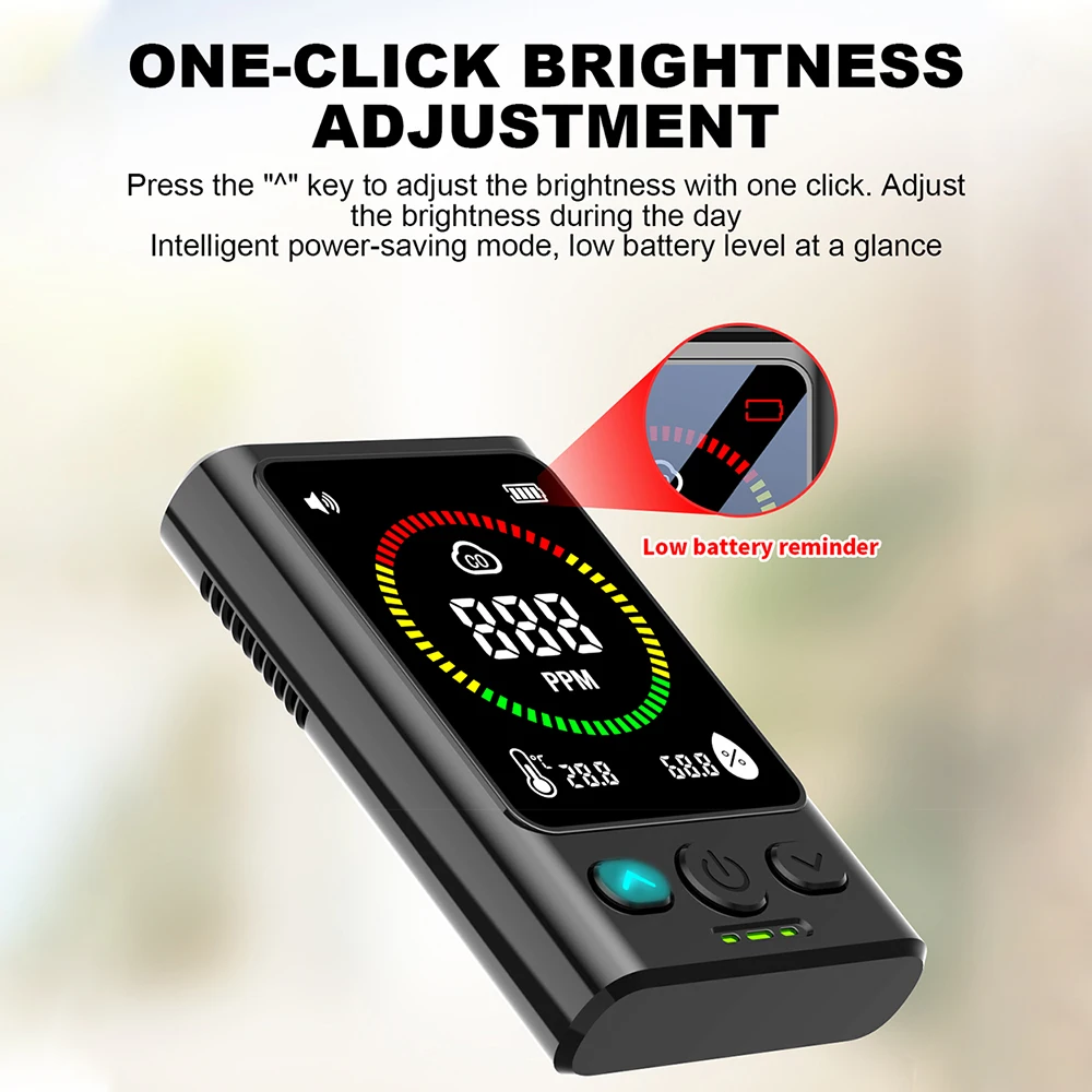 كاشف أول أكسيد الكربون المحمول، إنذار أول أكسيد الكربون الرقمي القابل لإعادة الشحن مناسب للمنازل والكراجات والمكاتب وما إلى ذلك.