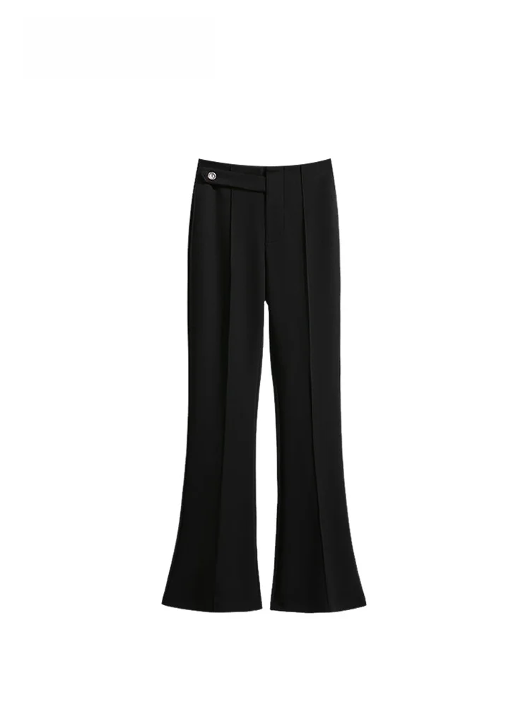 

Брюки с высокой талией и широкими штанинами для полных женщин, весенняя новинка, стройнящие, универсальные, из бамбукового хлопка и полиэфирного волокна