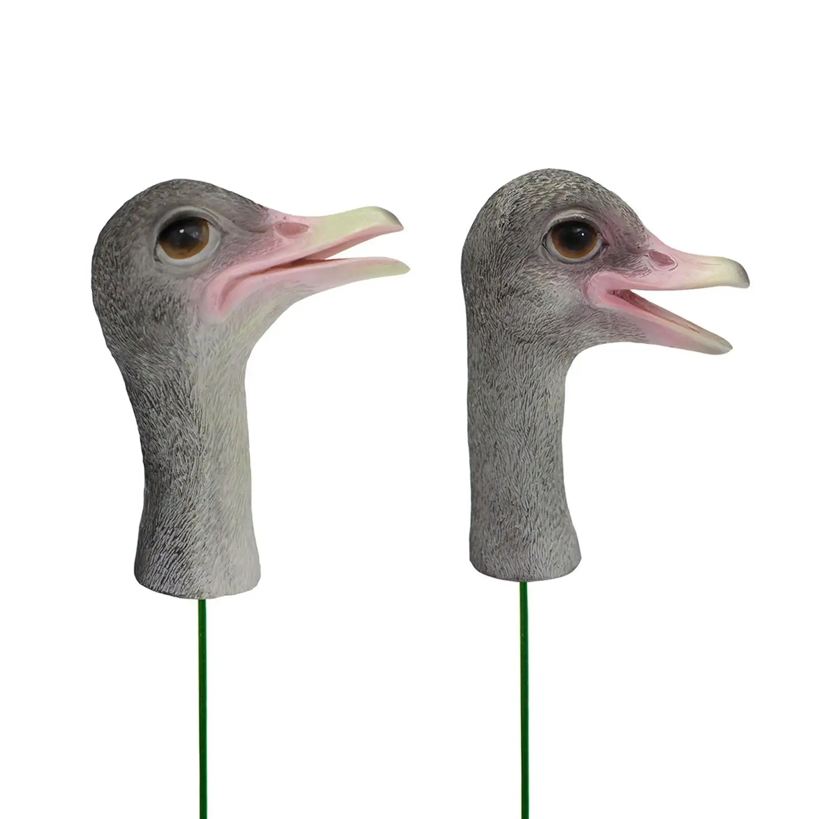 2x Ostrich Resin Statue Yard Art Ornament Lawn Decoration Bird Garden Stakes for Plant Pot Holiday Indoor Sidewalks Flower Bed