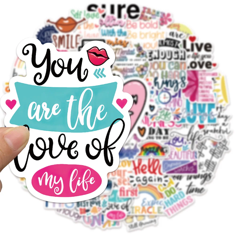 52PCS Inspirational Graffiti Stickers DIY Phone Case Laptop Water Bottle Waterproof Stickers