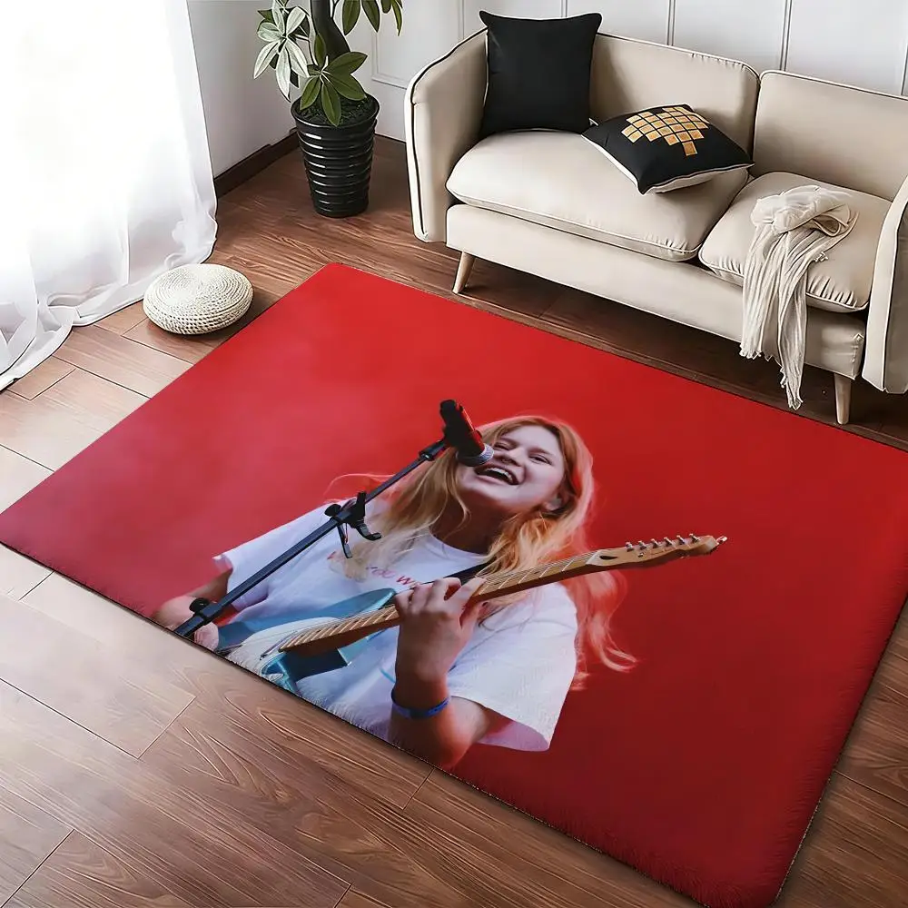 girl in red Floor Mat Soft Thickened Absorbent Non-Slip Bedroom Living Room Door Mat Home Decor Flannel Rugs