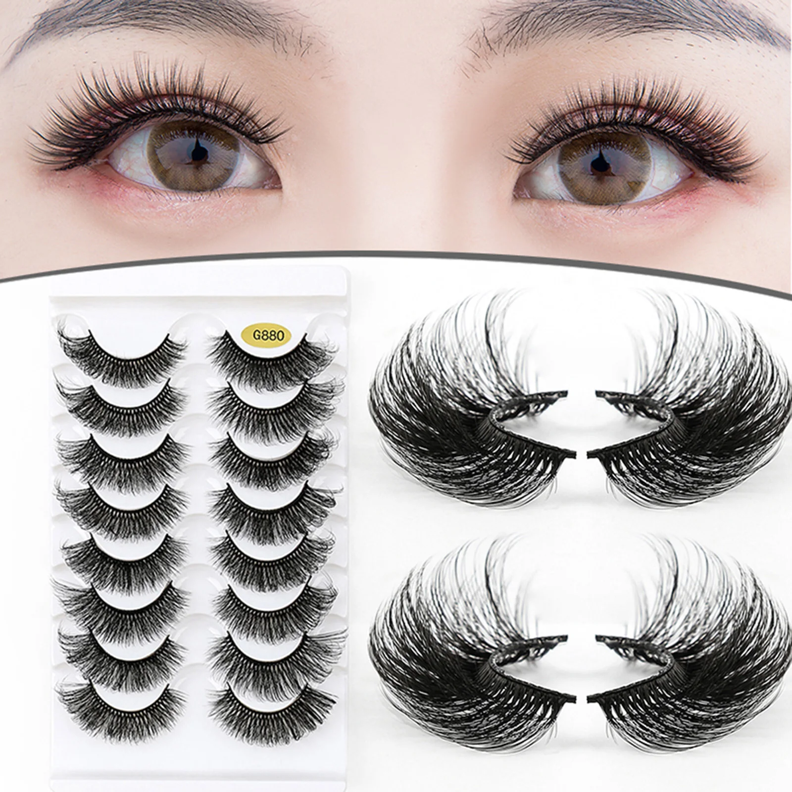 8 Pairs Super Curl Simulation False Eyelash Soft Comfortable No Irritation Charming Lashes for Beauty Blogger Makeup Lover