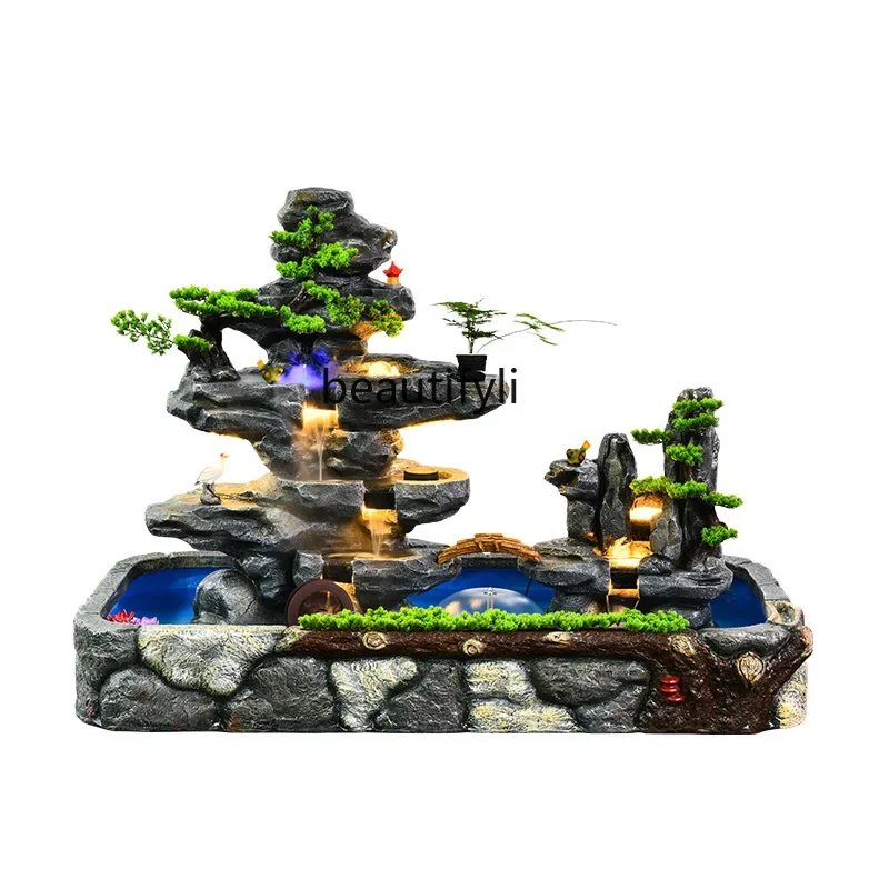 

Big rockery flowing water fountain feng shui wheel outdoor courtyard garden fish pond landscape indoor decoration ornament