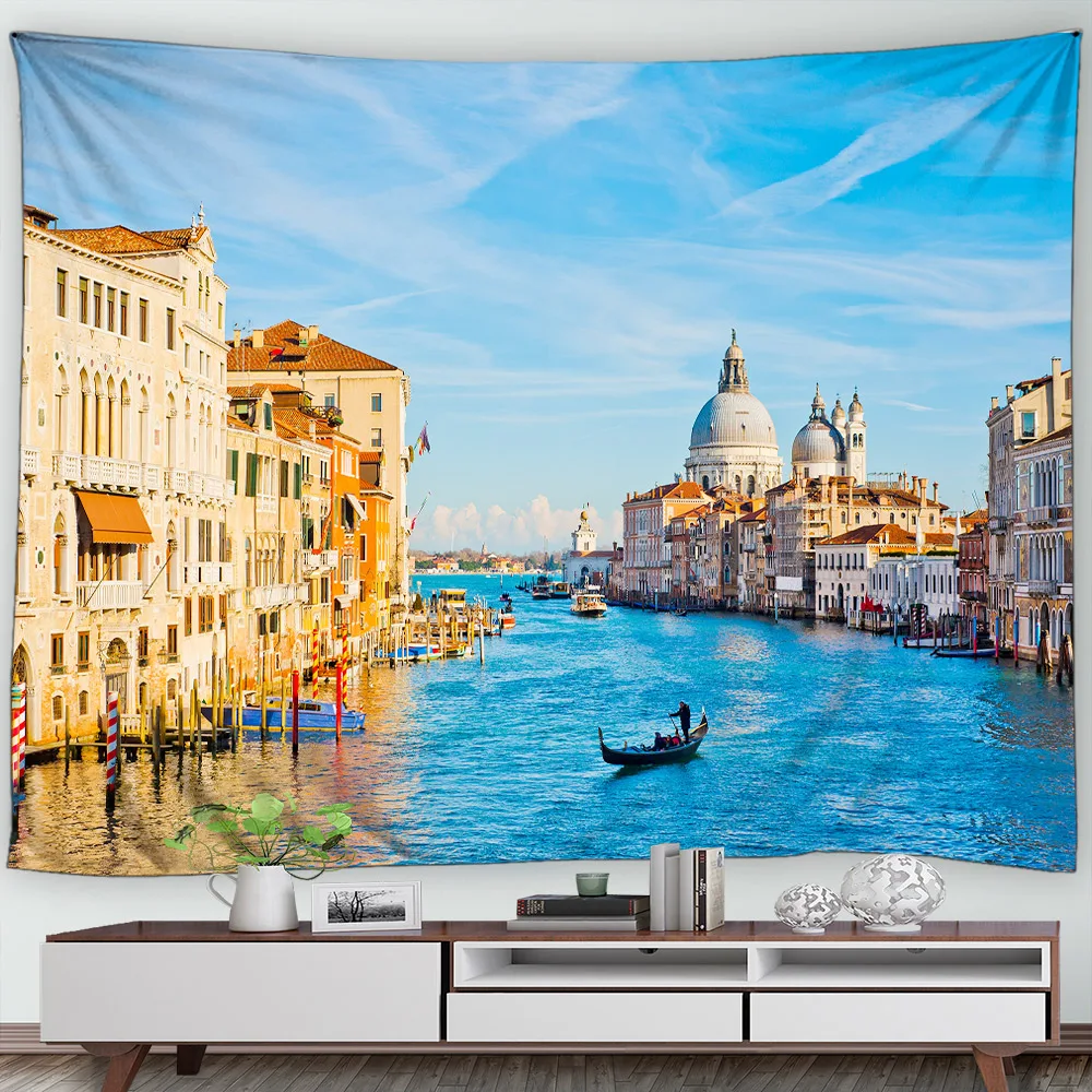 

Italian City View Venice Tapestry Wall Hanging Mediterranean Street View Brick Wall Home Decor Bedroom Livinging Room Tapestry