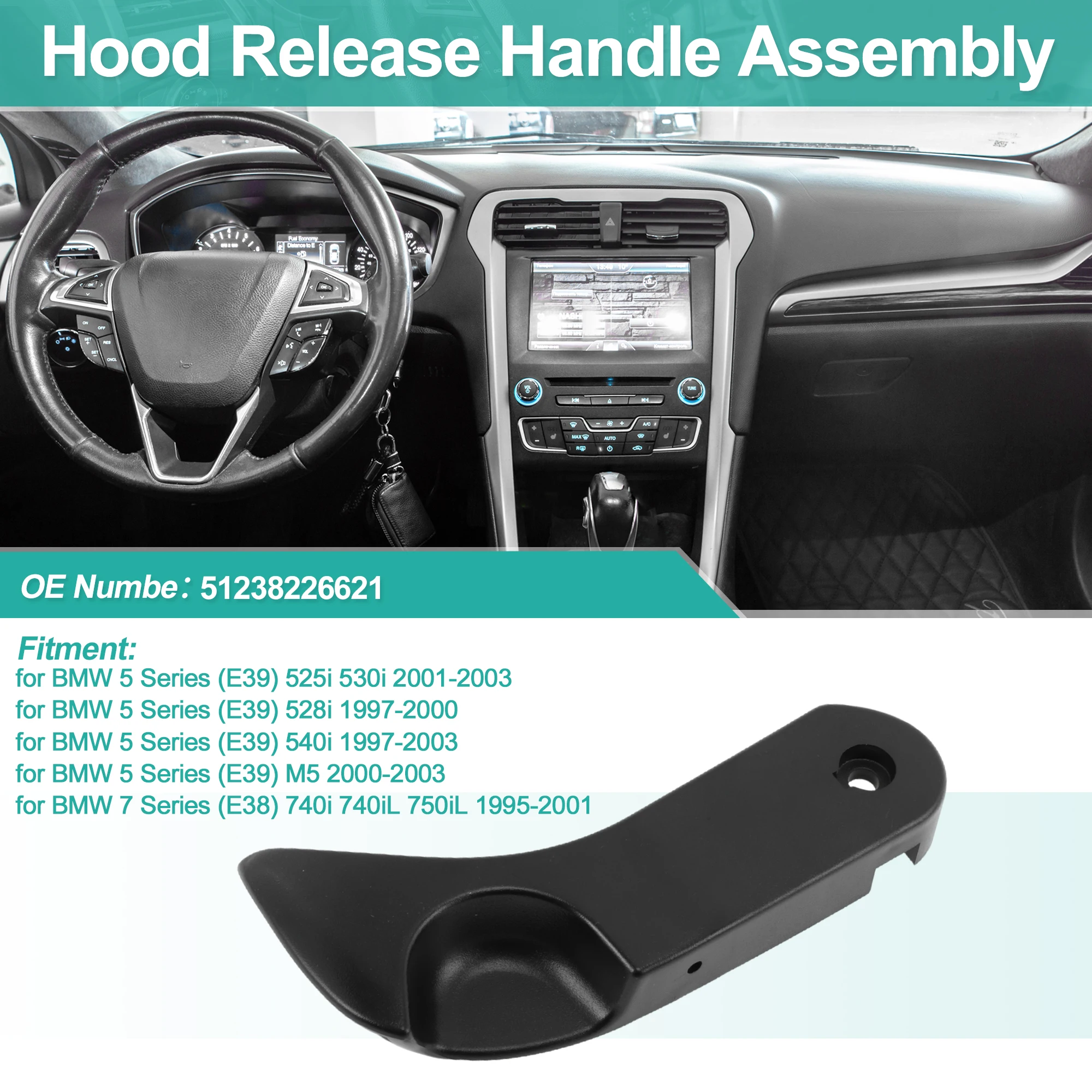 

UXCELL Hood Latch Release Handle for BMW 5 Series (E39) 525i 530i 01-03 No.51238226621