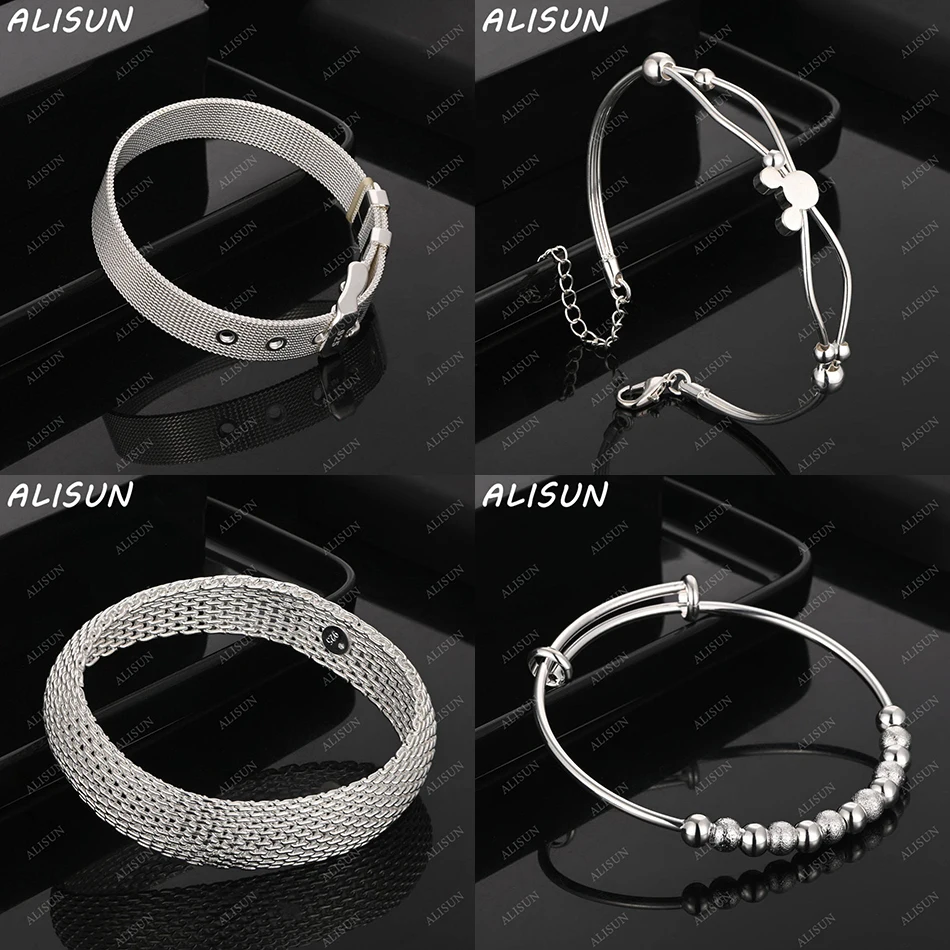 

ALISUN 925 Sterling Silver Design Bangle For Women Men Anniversary Gift Popular Wild Fashion Romantic Jewelry