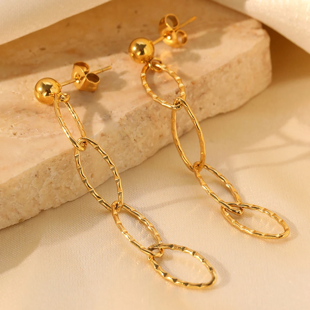 Stainless Steel Earrings Personality Irregular circle Long Fashion Simplicity High-end Sense Dangle Earrings For Women Jewelry