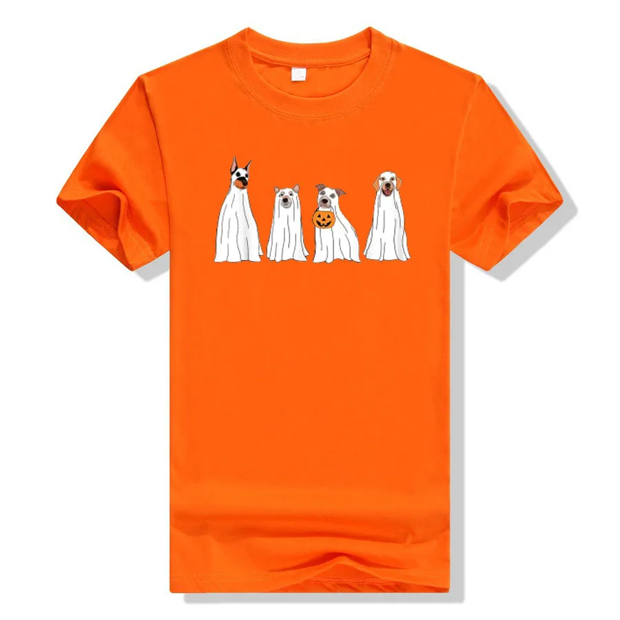 Dog Treat or Treating Pajamas Jackolantern Ghost Halloween Costume T-Shirt Gifts for Kids Adults Dog Lover Graphic Tee Tops