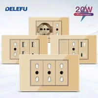 DELEFU vidrio templado dorado Italia USB TypeC enchufe de pared de carga rápida Schuko Tuya Wifi interruptor inteligente Sat TV Tel timbre Chile