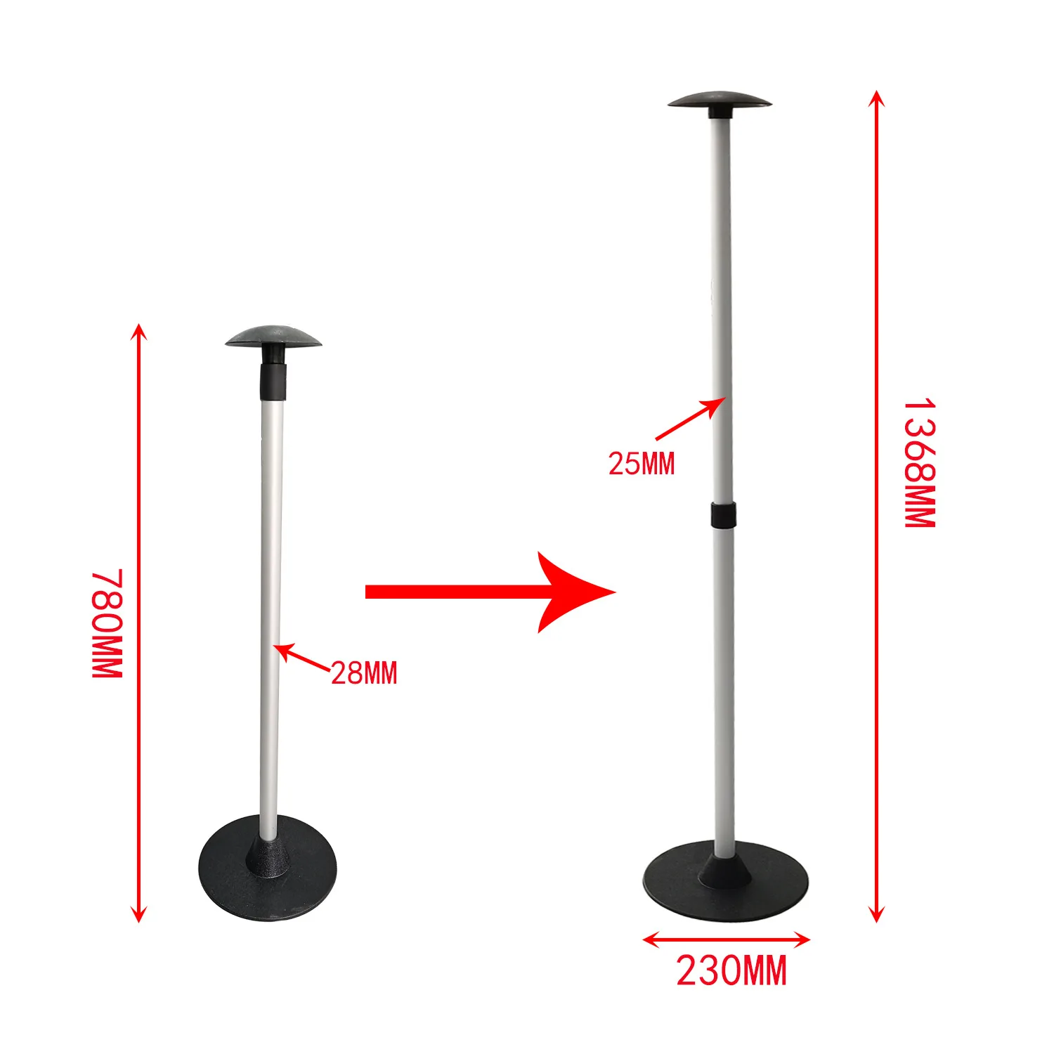 Aluminum support rod Three sections retractable marine support rod Two sections Three sections support rod Marine hardware