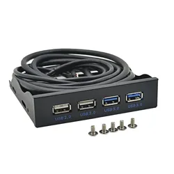 QINDIAN HUB USB 2.0 USB 3.0 4 Port Front Panel USB3.0 Hub Splitter Internal Combo Bracket Adapter for Desktop 3.5Inch Floppy Bay