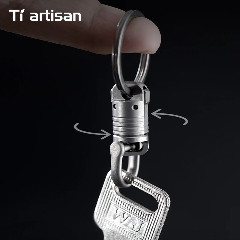 Tiartisan Titanium Alloy Magnetic Keychain Outdoor Camping 360° Rotatable Mini Quick Release Buckle Pendant Ultralight EDC Tool