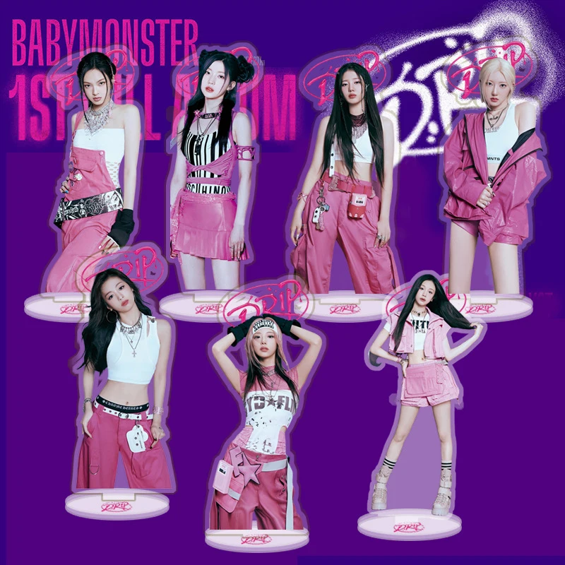 10CM Kpop Babymonster DRIP Album Acrylic Standee Ahyeon Asa Rora Chiquita Two Sides Print Action Stand Figure Fans Desktop Decor