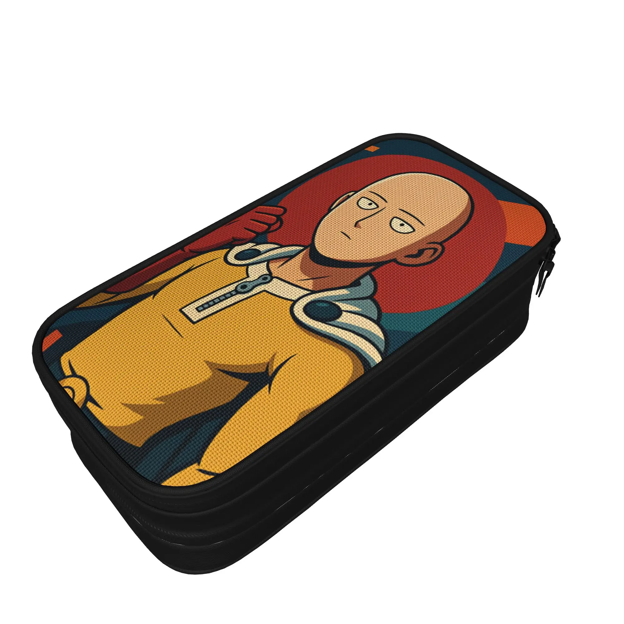 Saitama Pencil Case One Punchs Man  School Pencil Cases Zipper Boy Girl Kawaii Large Pen Box School Stationery
