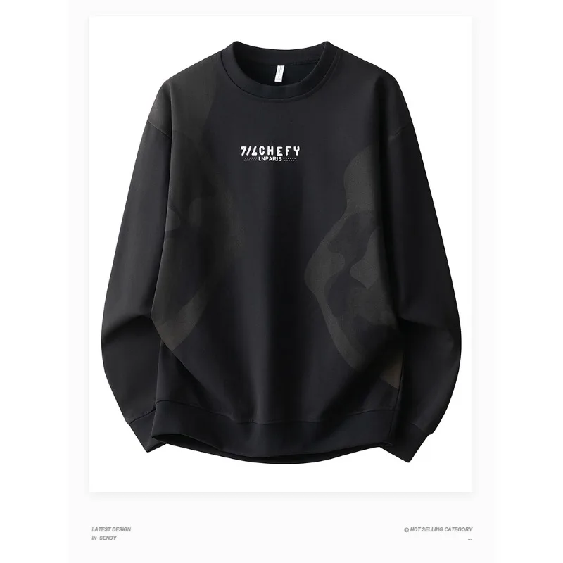 

Камуфляжный свитшот с круглым вырезом, осенне-зимняя мужская футболка, простой повседневный модный топ контрастного цвета с длинными рукавами