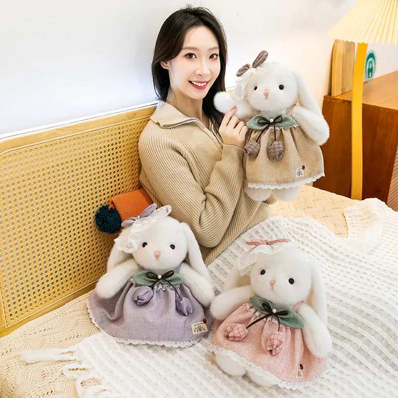 ZWY Taro Boba Bunny Plush Toy Flower Dress Stuffed Animal Cute Hugging Pillow for Girls Gift Idea