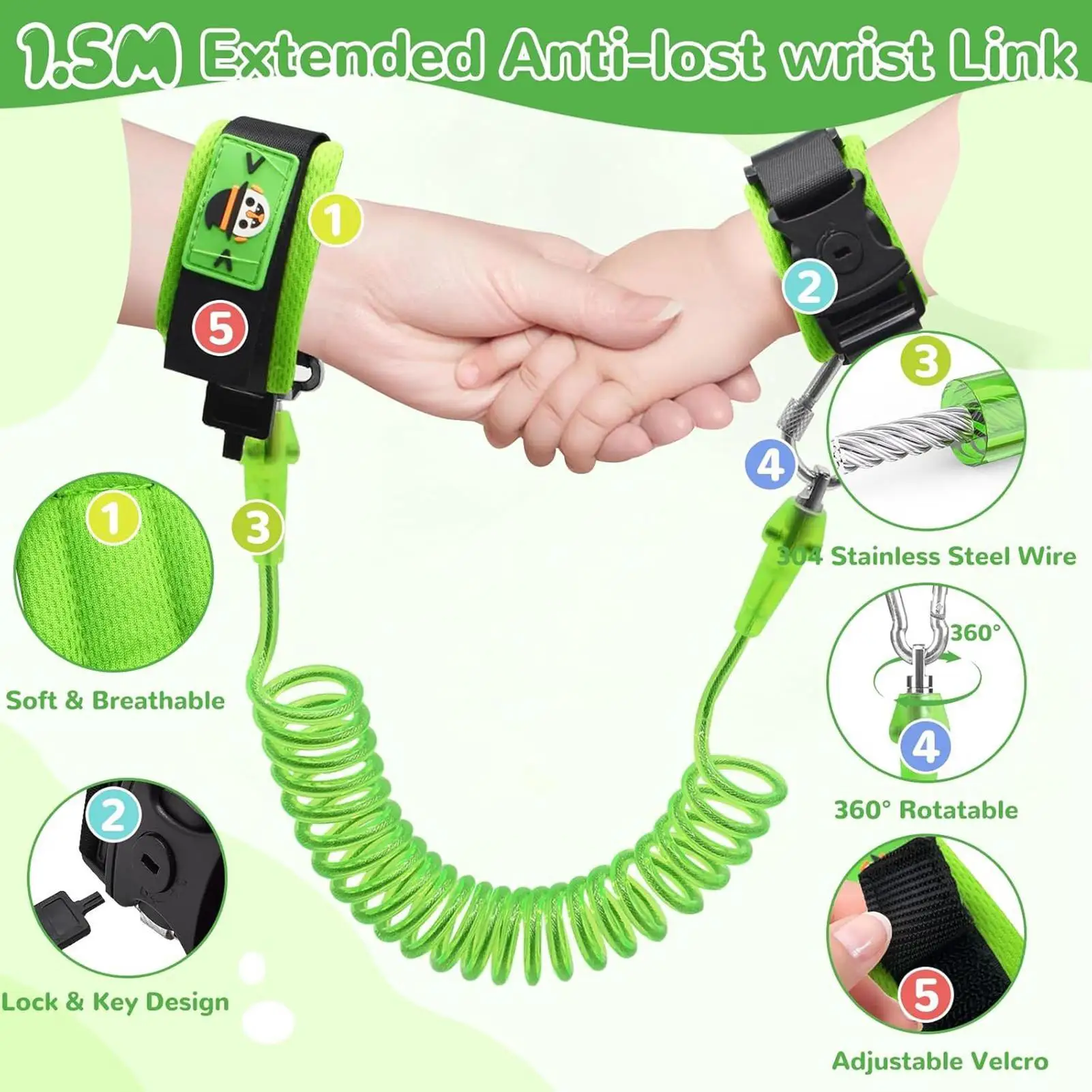 

Toddler Harness With Leash Children Anti-Lost Rope Adjustable Toddler Dinosaur Leash Harness With Wristband For Camping