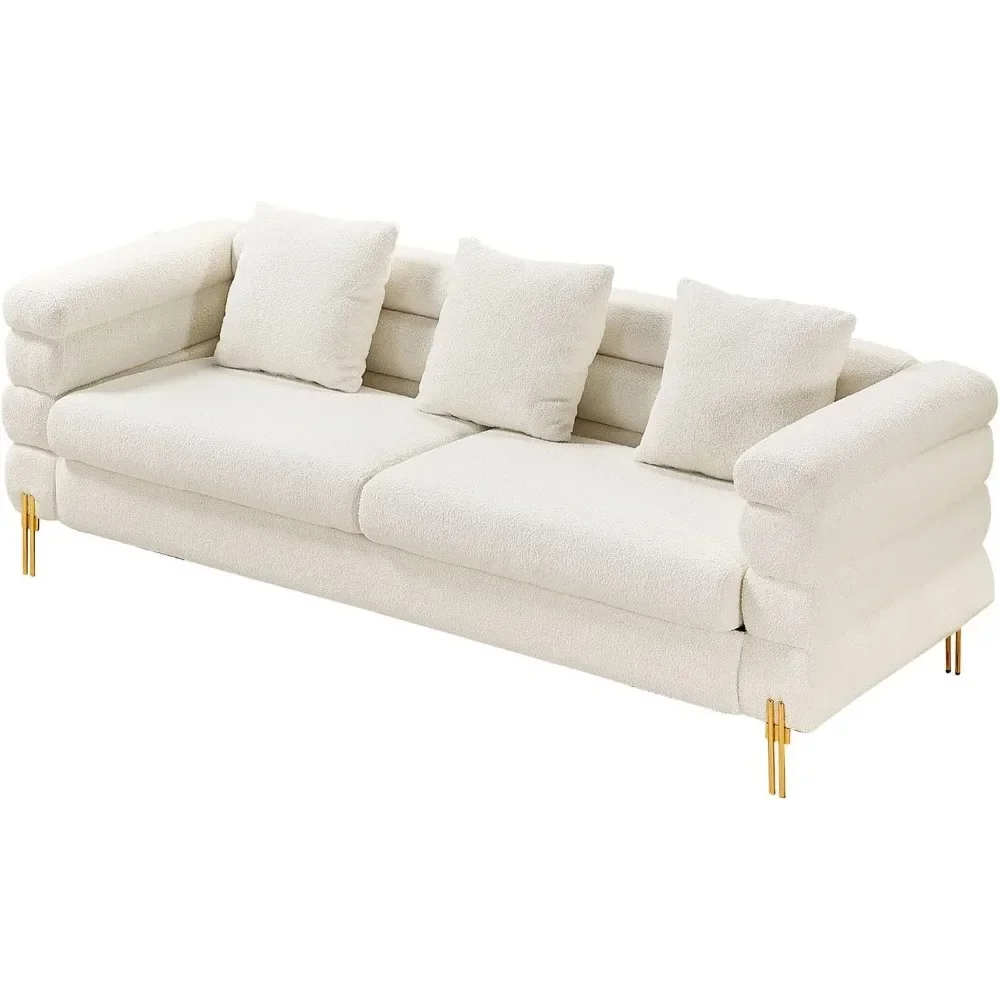 85 inch 3-seater oversized living room sofa with a heavy-duty solid wood frame and a maximum load-bearing capacity of 800LB