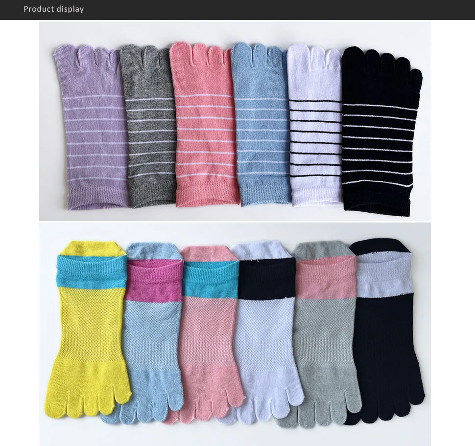 Fünf-Finger-Socken für Damen und Mädchen, Baumwolle, gestreift, Liebe, schweißabsorbierend, niedlich, lässig, antibakteriell, atmungsaktiv, Zehen-Söckchen für Studenten – Detail 2