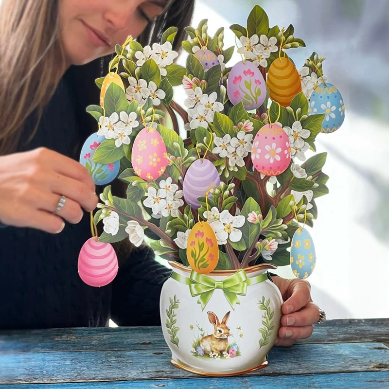 Paper -Up Cards, Easter Egg Tree, Life Sized Forever Flower Bouquet 3D Popup Greeting Cards With Blank Note Card Easy Install