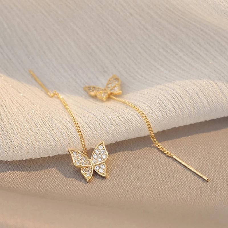 Zircon Butterfly Earrings Delicate Simple Golden Butterfly Earrings Personalized Jewelry Earrings Anniversary Gift image 3