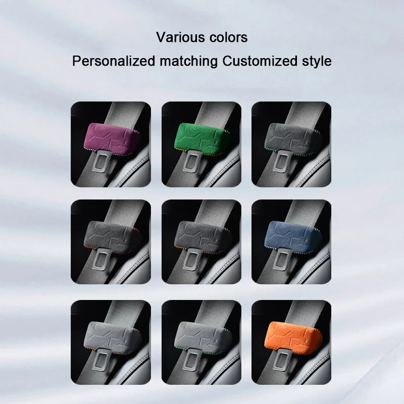 For ZEEKR 001 007 GT 009 7X, Italy Suede Car Front Rear Row Seat Belt Buckle Cover Suede Sheath B-pillar Crash Auto Accessories