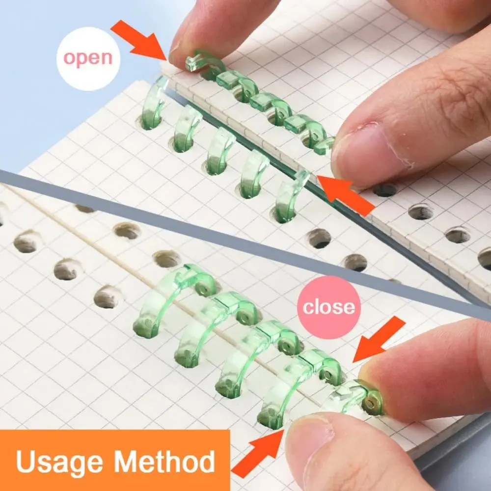 10ชิ้นห่วงผูกสแน็ปห่วงเข้าเล่มแยก A4 A5 A6โน้ตบุ๊คเรียนรู้การ์ดหลวมใบพลาสติก5แหวนผูกพันหวี