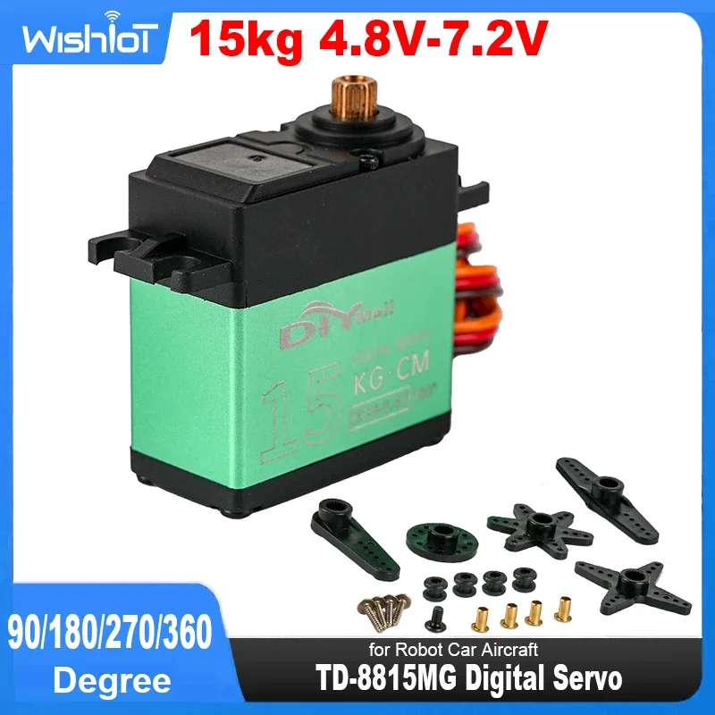 TD-8815MG Servo Digitale Modello Metal Gear Coppia elevata 15kg 90/180/270/360 Gradi Modello RC Servo 4.8V-7.2V per Robot Auto Aerei