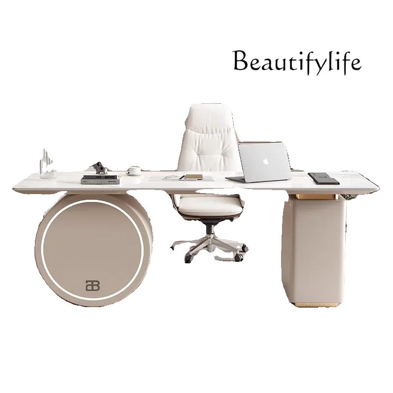 

Итальянский светлый роскошный письменный стол из каменной плиты, дизайнерский домашний современный простой компьютерный стол, стол для салона красоты